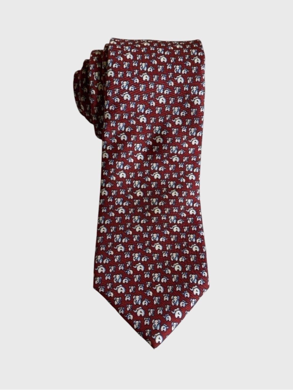Brooks Brothers Elephant Print Silk Necktie Tie Red Italian Fabric Preppy Office